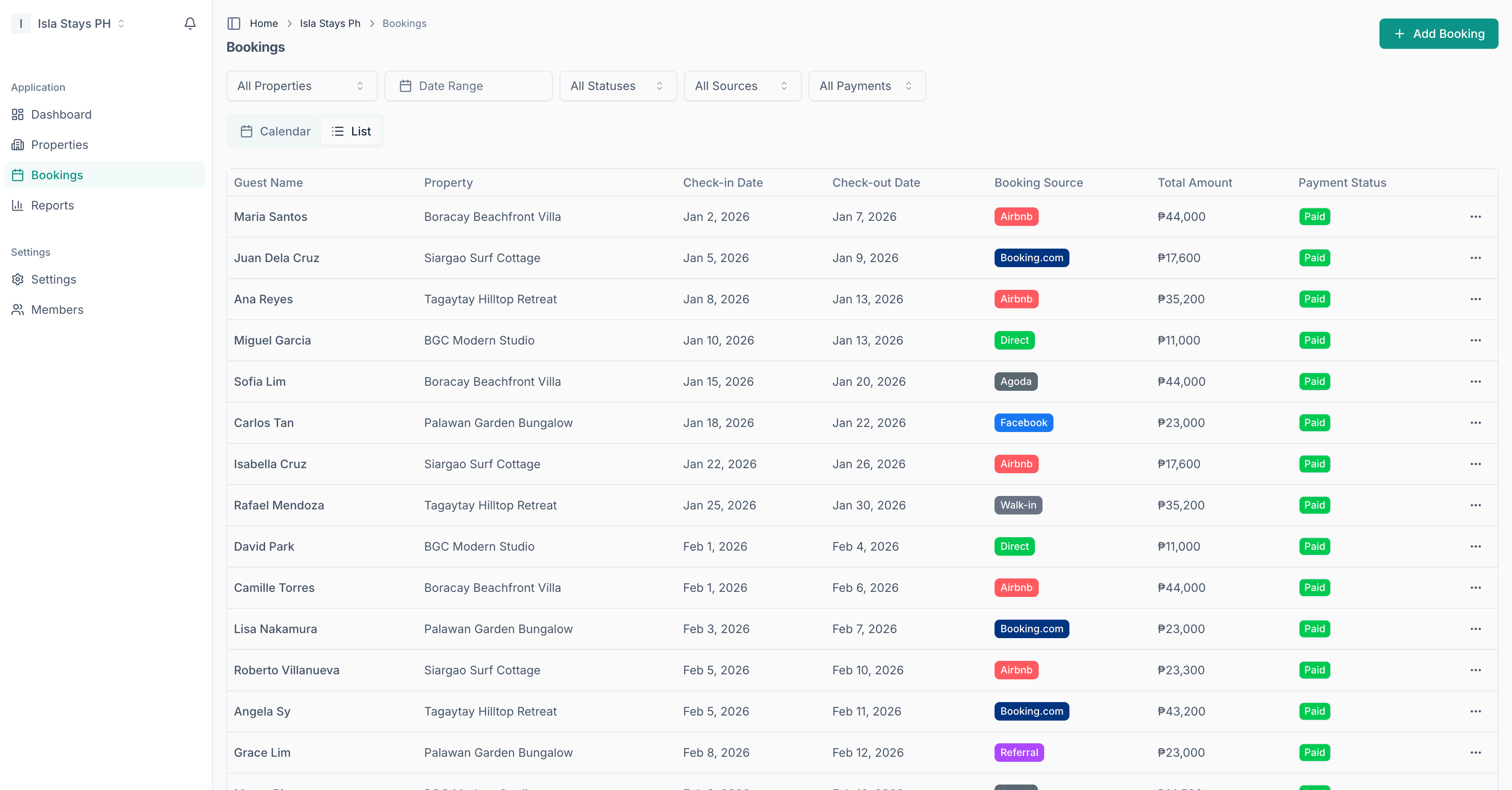 BookNest Bookings Management